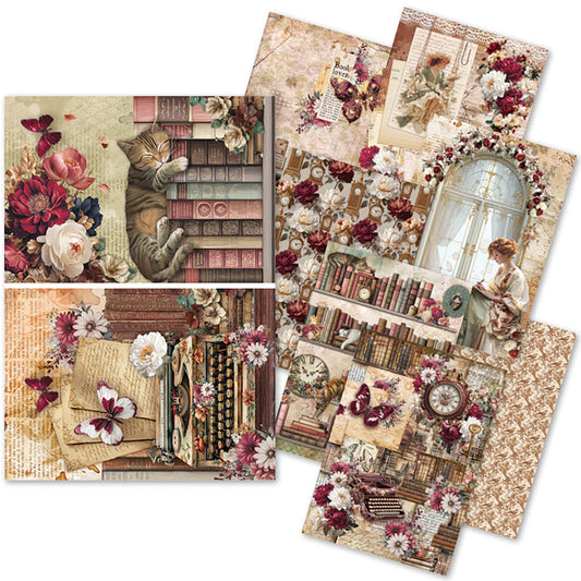 Decoupage Rice Paper A5 MIXED 8/Pkg - Book Lovers