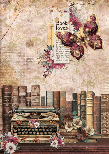 Decoupage Rice Paper A5 MIXED 8/Pkg - Book Lovers