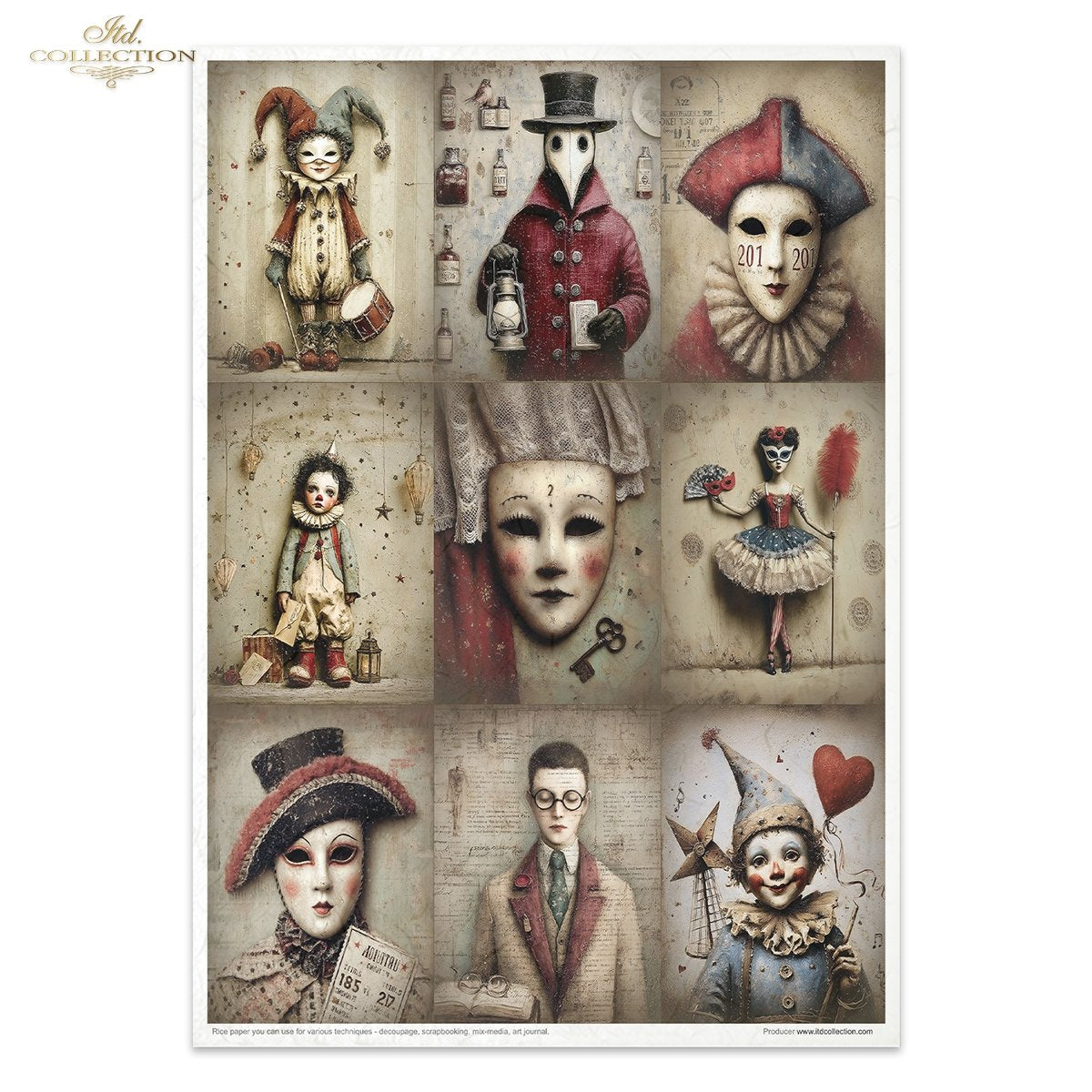 Decoupage Rice Paper Creative Kit - Carnival, Masquerade