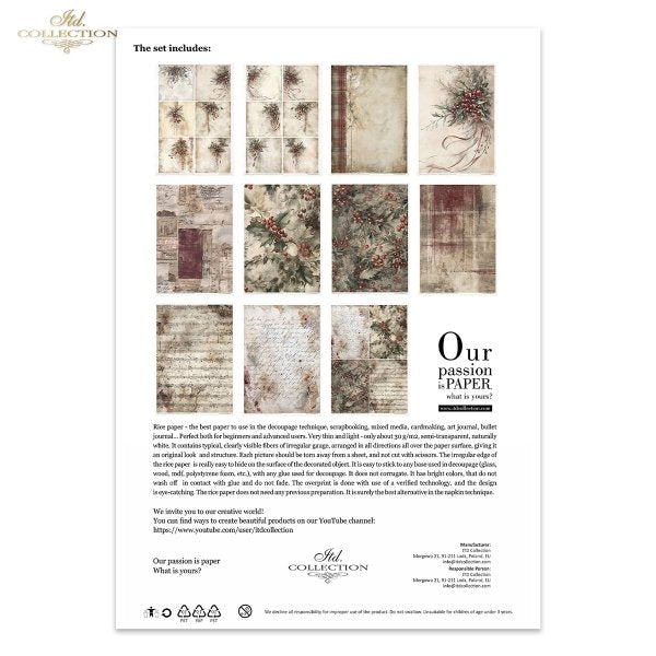 Decoupage Rice Paper Creative Kit - Winter's Tale in Red (Special Pre-Order)