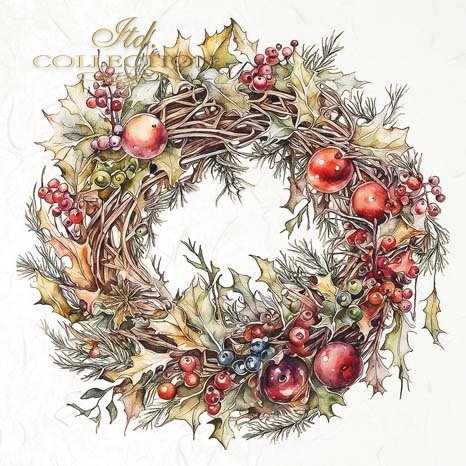 Decoupage Rice Paper Mini Set - Autumn Wreaths III