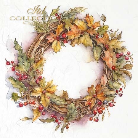 Decoupage Rice Paper Mini Set - Autumn Wreaths IV