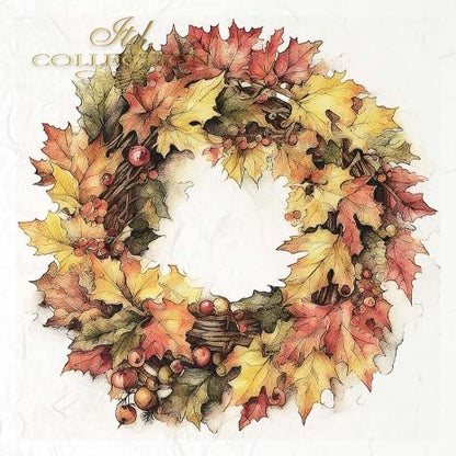 Decoupage Rice Paper Mini Set - Autumn Wreaths IV