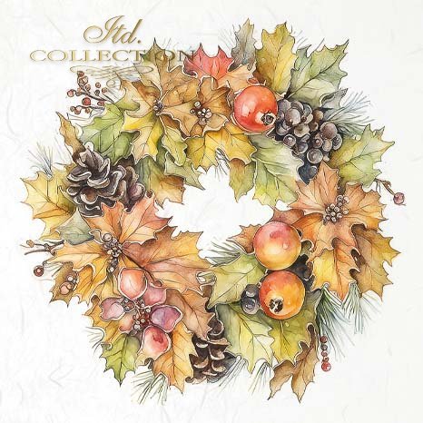 Decoupage Rice Paper Mini Set - Autumn Wreaths IV