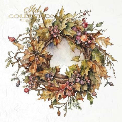 Decoupage Rice Paper Mini Set - Autumn Wreaths IV