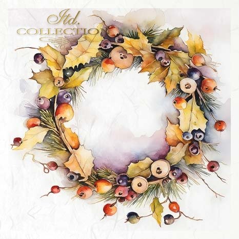 Decoupage Rice Paper Mini Set - Autumn Wreaths IV
