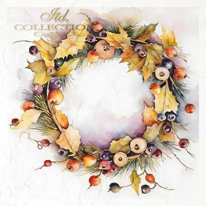 Decoupage Rice Paper Mini Set - Autumn Wreaths IV