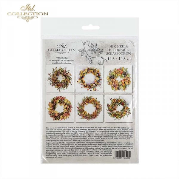 Decoupage Rice Paper Mini Set - Autumn Wreaths IV