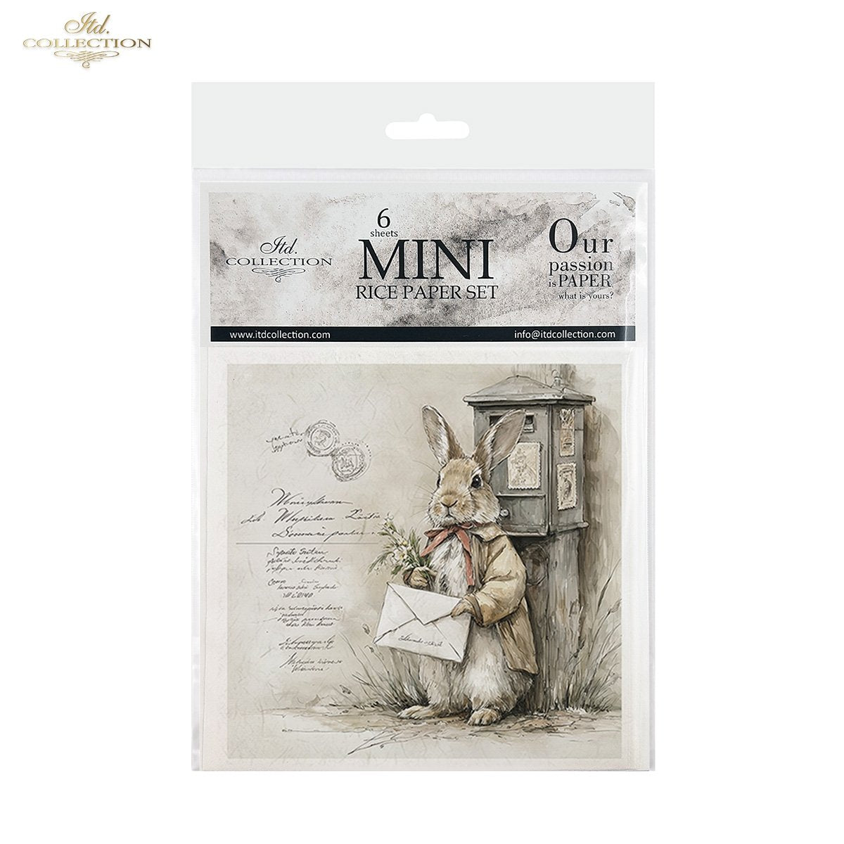 Decoupage Rice Paper Mini Set - Bunnies Getting the Mail