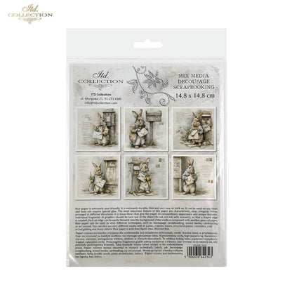 Decoupage Rice Paper Mini Set - Bunnies Getting the Mail