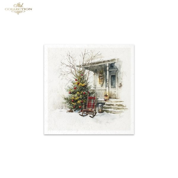 Decoupage Rice Paper Mini Set - Christmas, Front Porch