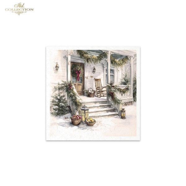 Decoupage Rice Paper Mini Set - Christmas, Front Porch