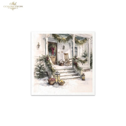 Decoupage Rice Paper Mini Set - Christmas, Front Porch