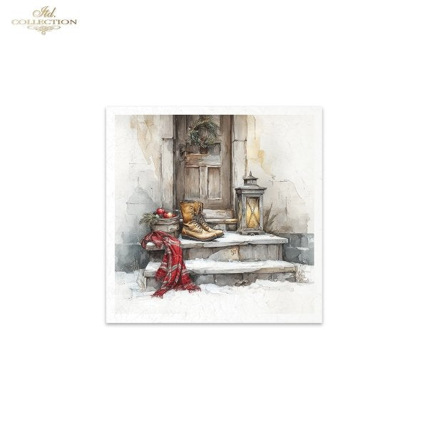 Decoupage Rice Paper Mini Set - Christmas, Front Porch