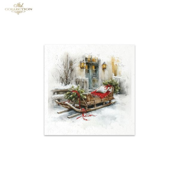 Decoupage Rice Paper Mini Set - Christmas, Front Porch