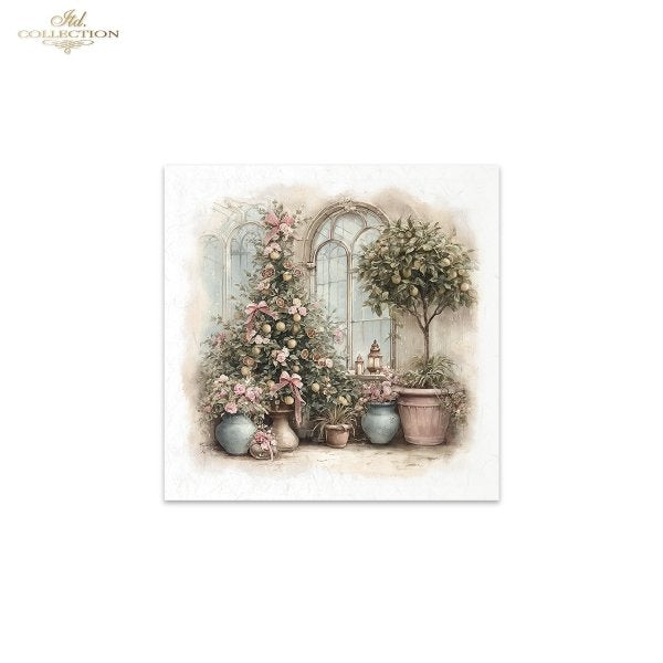 Decoupage Rice Paper Mini Set - Christmas Trees and Wreaths