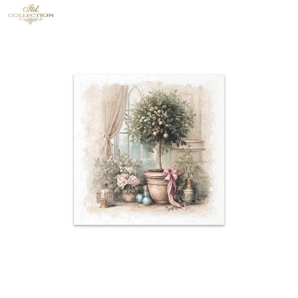 Decoupage Rice Paper Mini Set - Christmas Trees and Wreaths