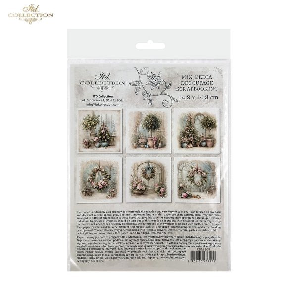 Decoupage Rice Paper Mini Set - Christmas Trees and Wreaths