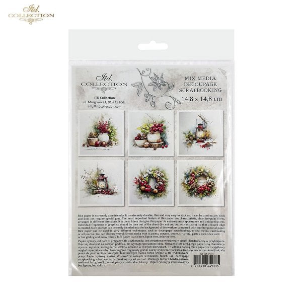 Decoupage Rice Paper Mini Set - Christmas, Wreaths