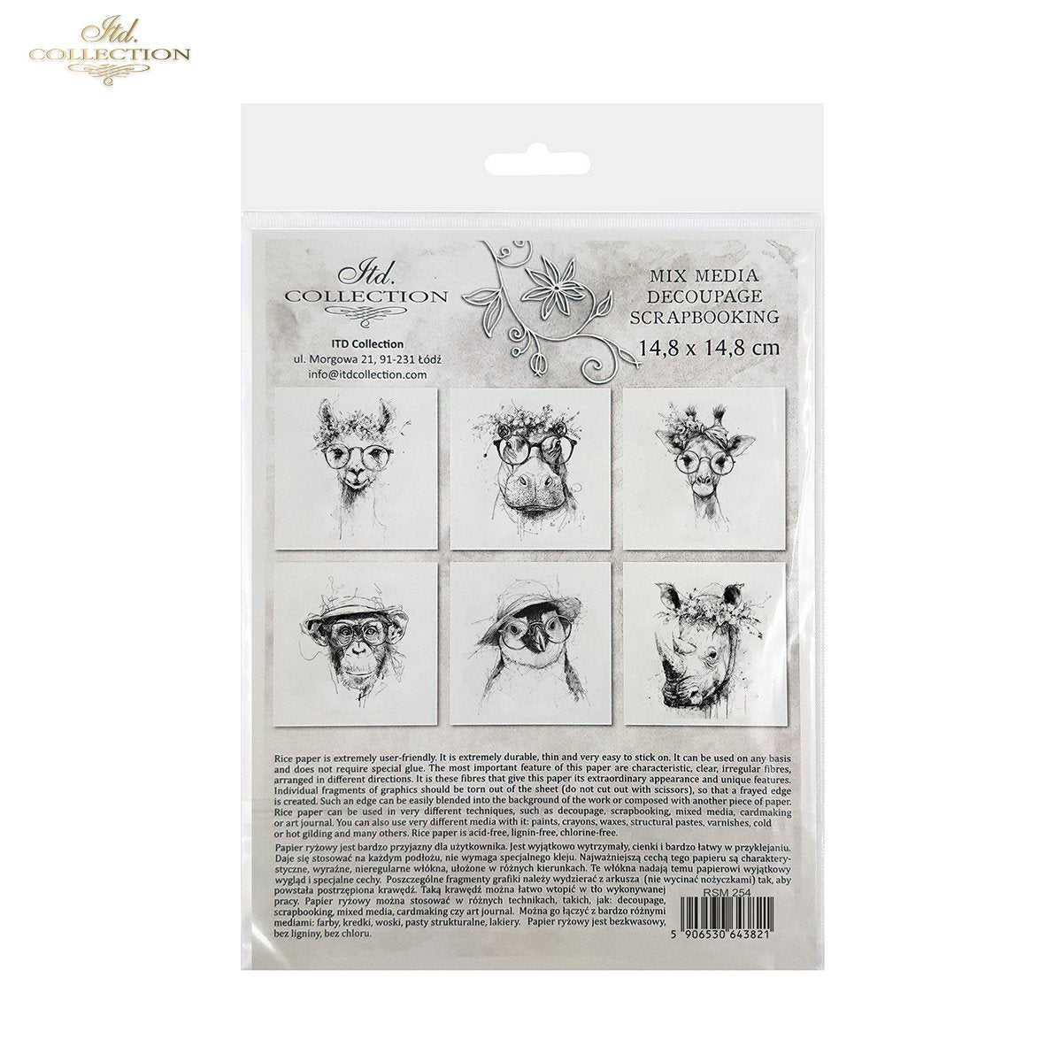 Decoupage Rice Paper Mini Set - Funky Animals