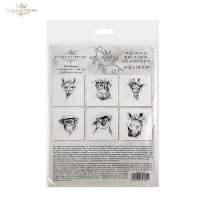 Decoupage Rice Paper Mini Set - Funky Animals