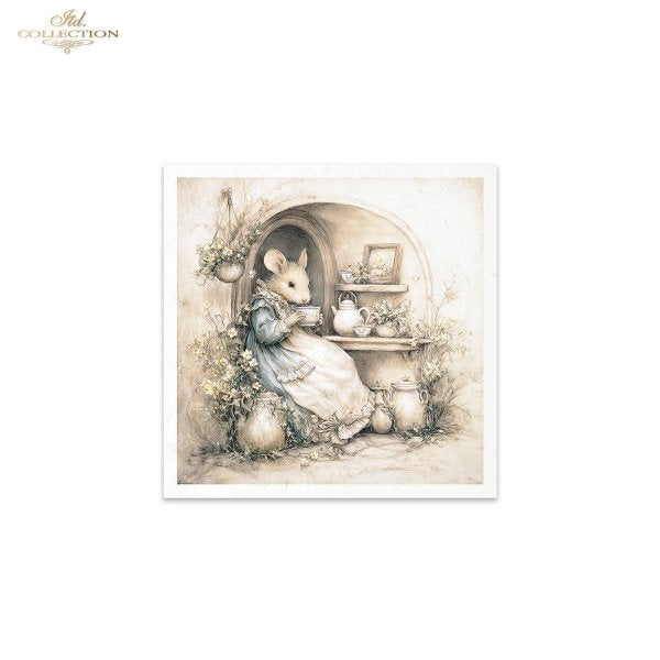 Illustration of a mouse in a cozy room with a vintage feel, featuring the 'Istik Collection' logo.