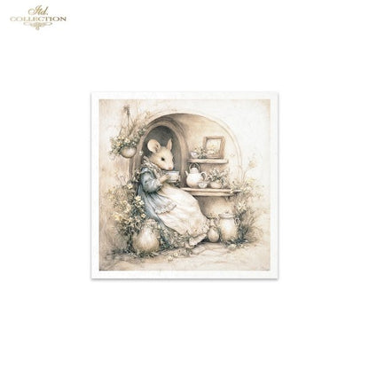 Illustration of a mouse in a cozy room with a vintage feel, featuring the 'Istik Collection' logo.