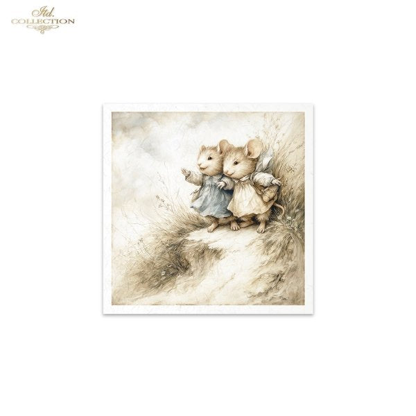 Illustration of two mice holding hands on a textured background