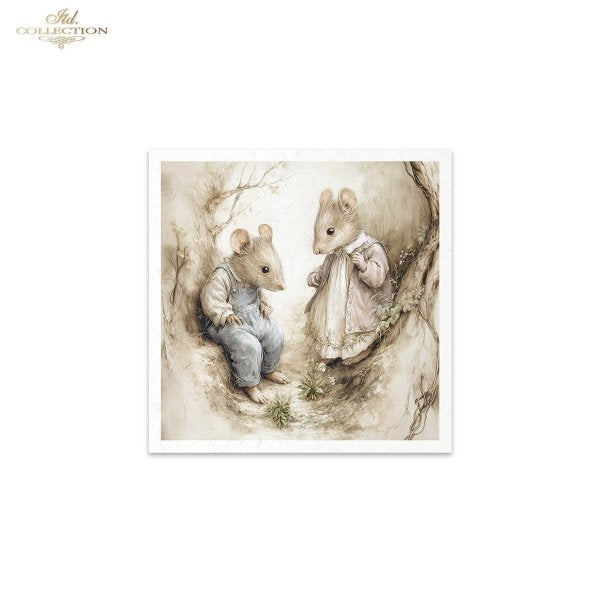 Illustration of two mice in a forest setting