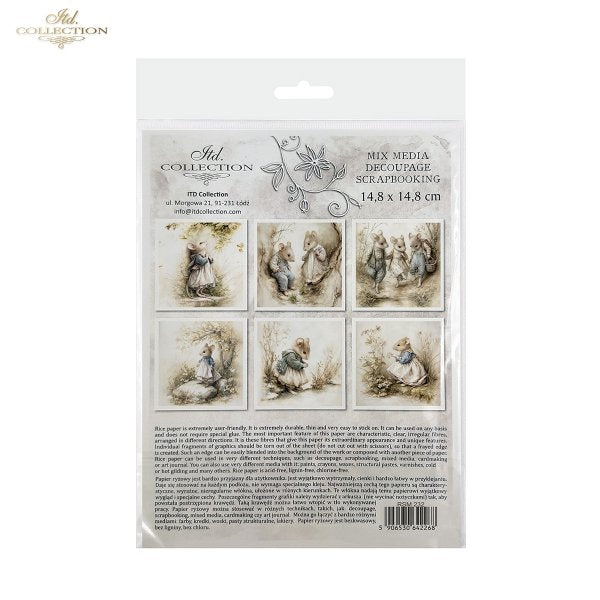 Decoupage Rice Paper Mini Set - Mice IV