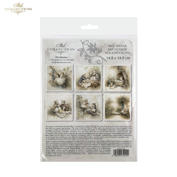 Decoupage Rice Paper Mini Set - Mice VI