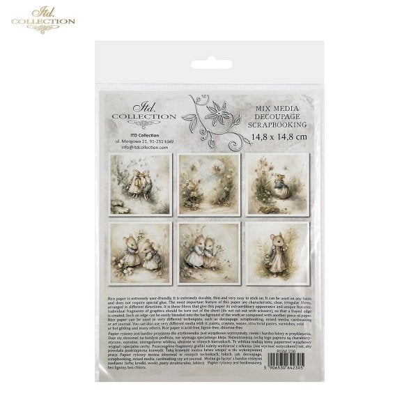 Decoupage Rice Paper Mini Set - Mice VII