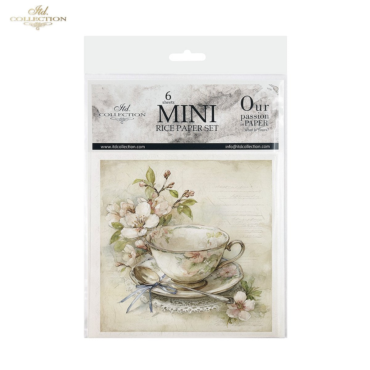 Decoupage Rice Paper Mini Set - Spring Teacups and Bunnies
