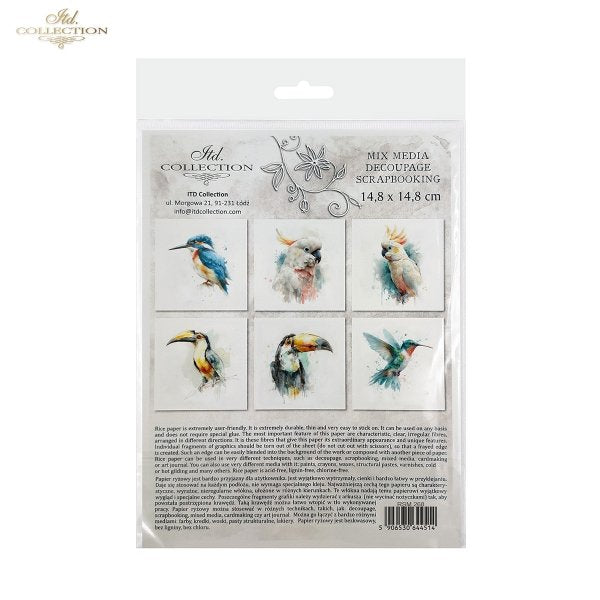 Decoupage Rice Paper Mini Set - Tropical Birds