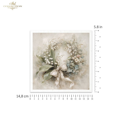 Decoupage Rice Paper Mini Set - White Floral Wreaths