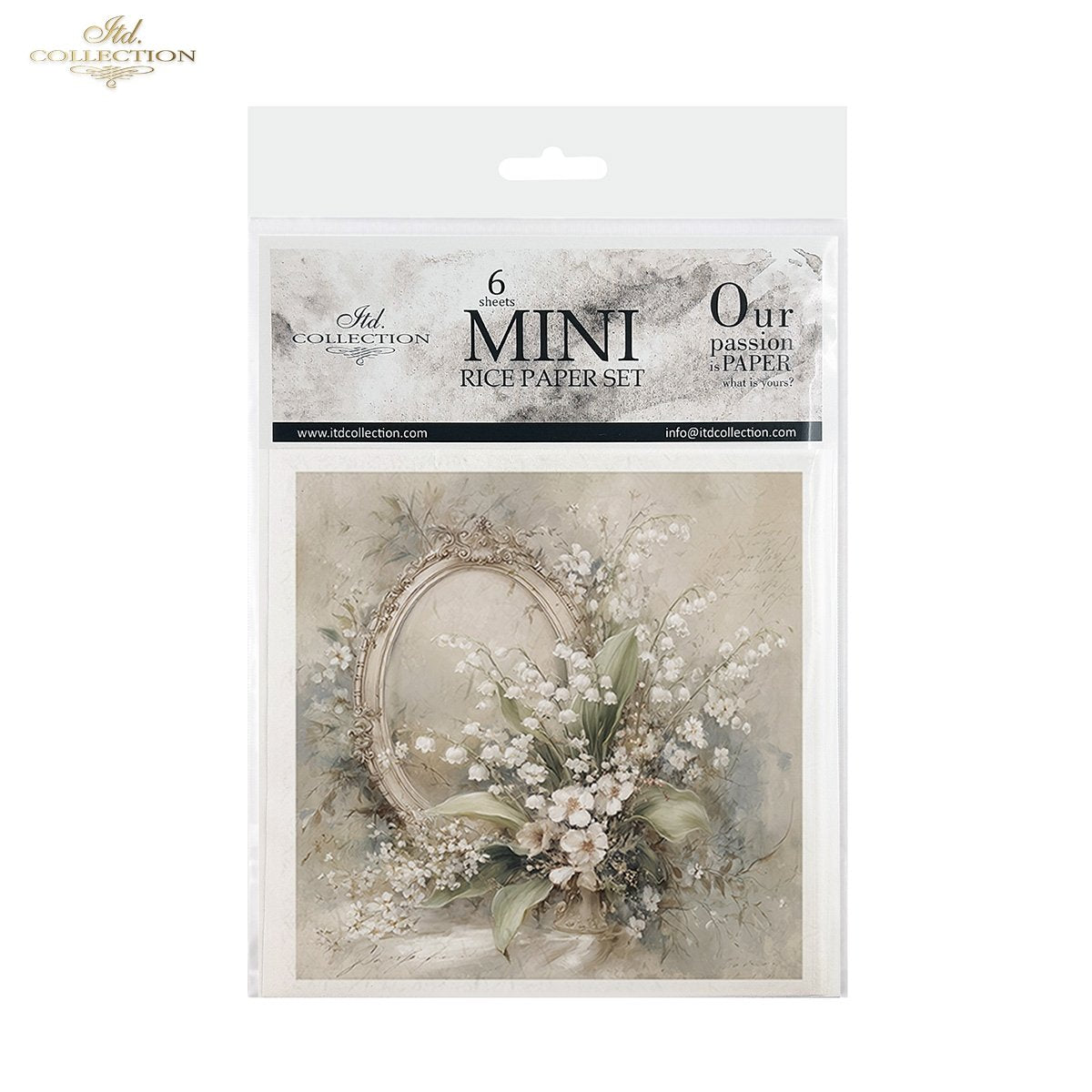 Decoupage Rice Paper Mini Set - White Florals and Mirrors