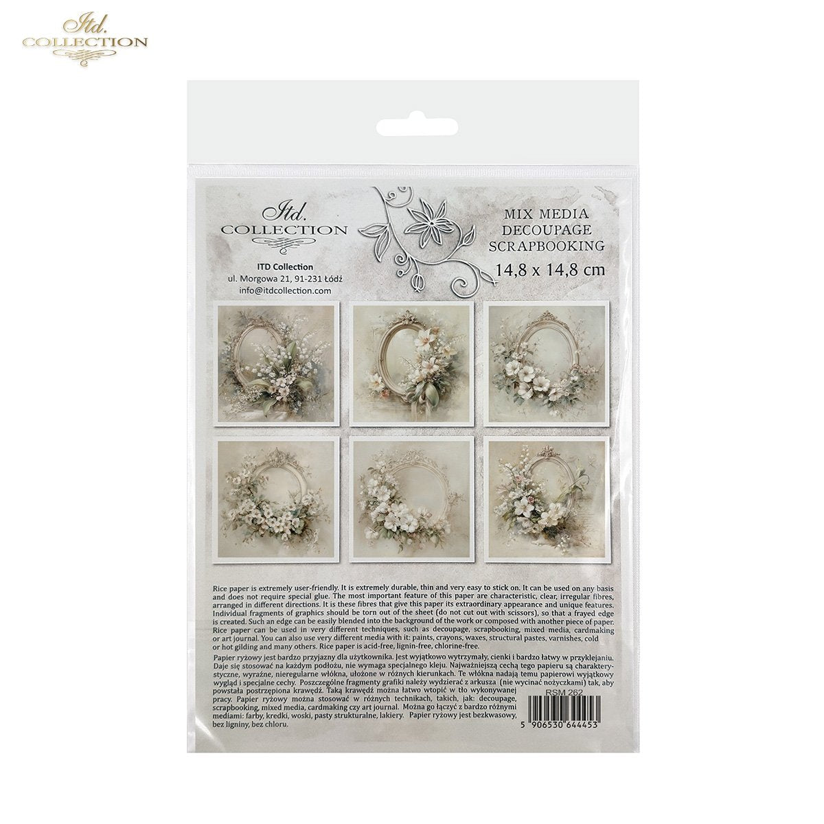 Decoupage Rice Paper Mini Set - White Florals and Mirrors