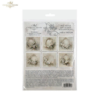 Decoupage Rice Paper Mini Set - White Florals and Mirrors
