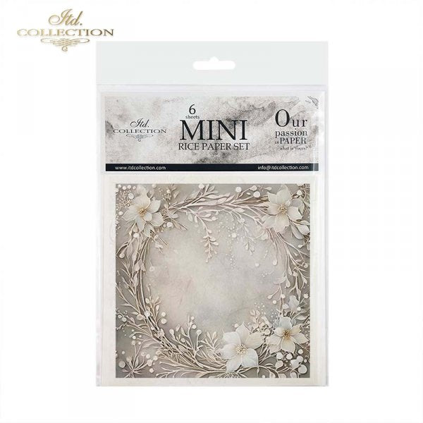 Decoupage Rice Paper Mini Set - White Winter Wreaths