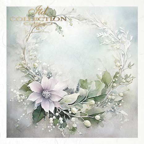 Decoupage Rice Paper Mini Set - White Winter Wreaths