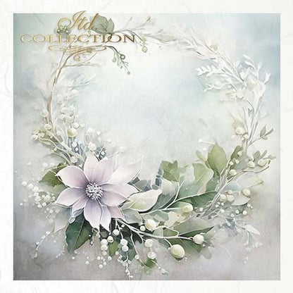 Decoupage Rice Paper Mini Set - White Winter Wreaths