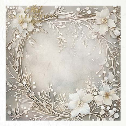 Decoupage Rice Paper Mini Set - White Winter Wreaths