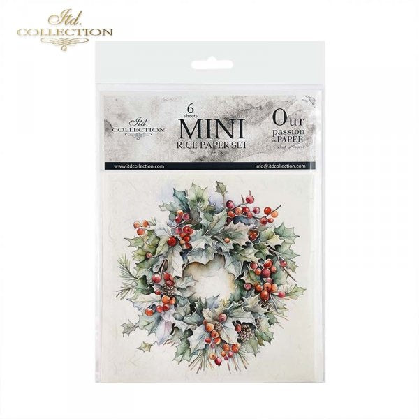 Decoupage Rice Paper Mini Set - Winter Wreaths III