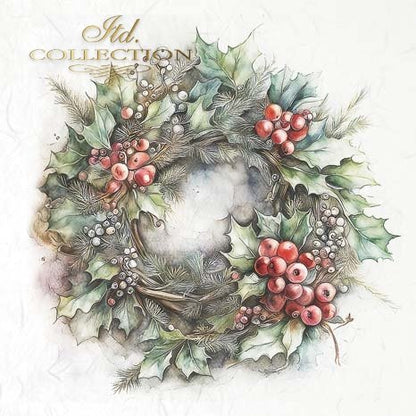Decoupage Rice Paper Mini Set - Winter Wreaths III