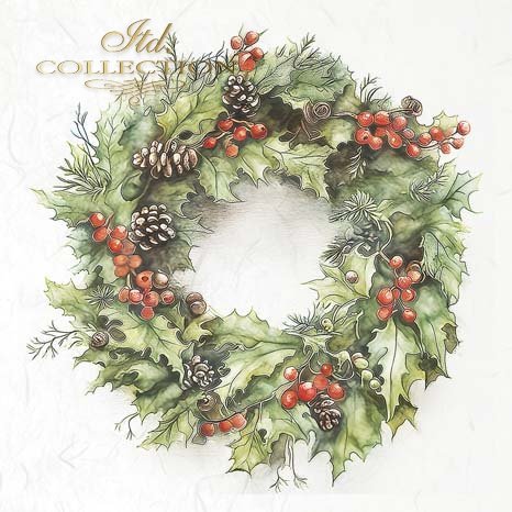 Decoupage Rice Paper Mini Set - Winter Wreaths III