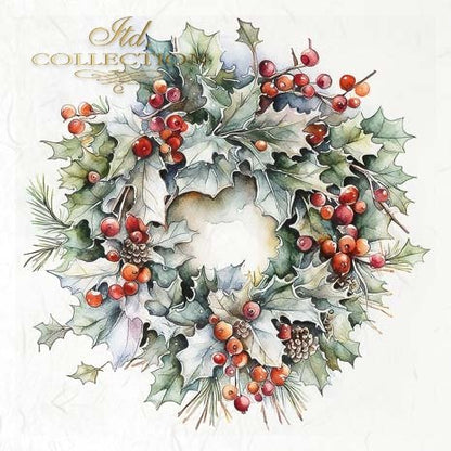 Decoupage Rice Paper Mini Set - Winter Wreaths III