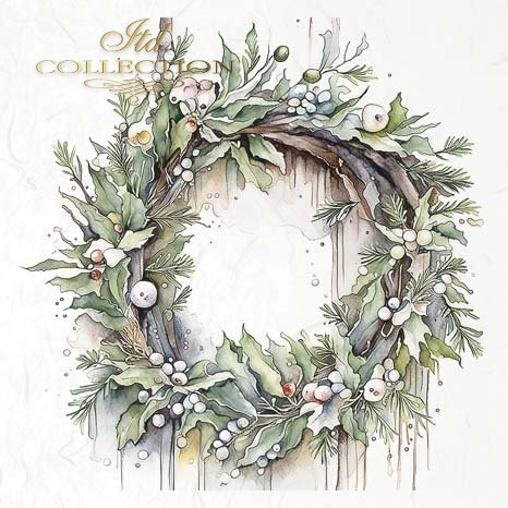 Decoupage Rice Paper Mini Set - Winter Wreaths III