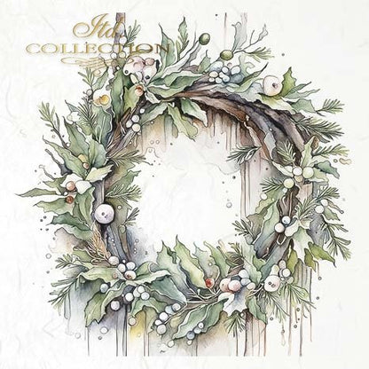 Decoupage Rice Paper Mini Set - Winter Wreaths III