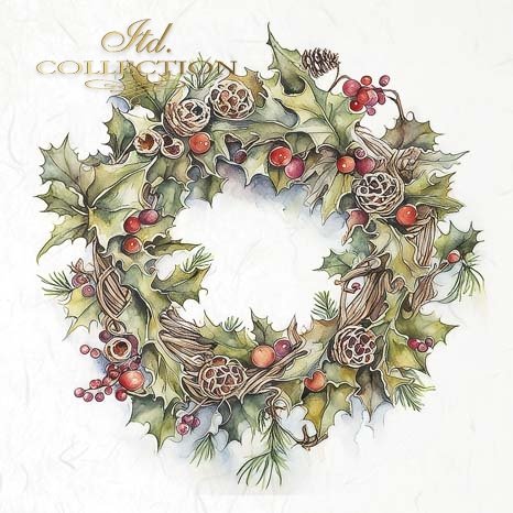 Decoupage Rice Paper Mini Set - Winter Wreaths III