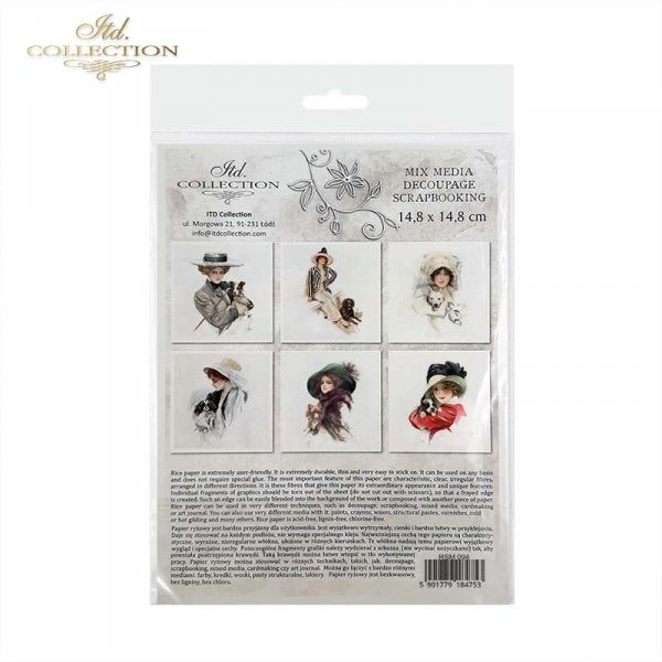Decoupage Rice Paper Mini Set - Women and Dogs